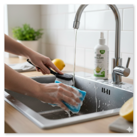 Vorher-Nachher: Kalkspuren an einer Badarmatur