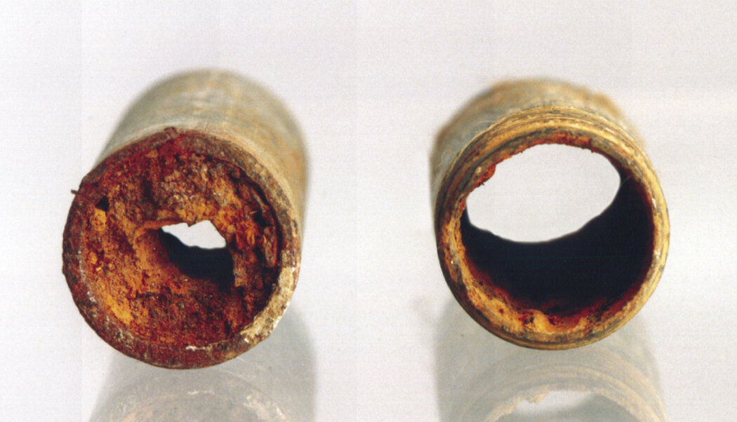 Rohrinnenseite mit abgelösten Rostpartikeln