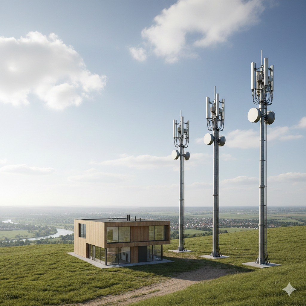 Wohnraum mit stilisierten Feldlinien