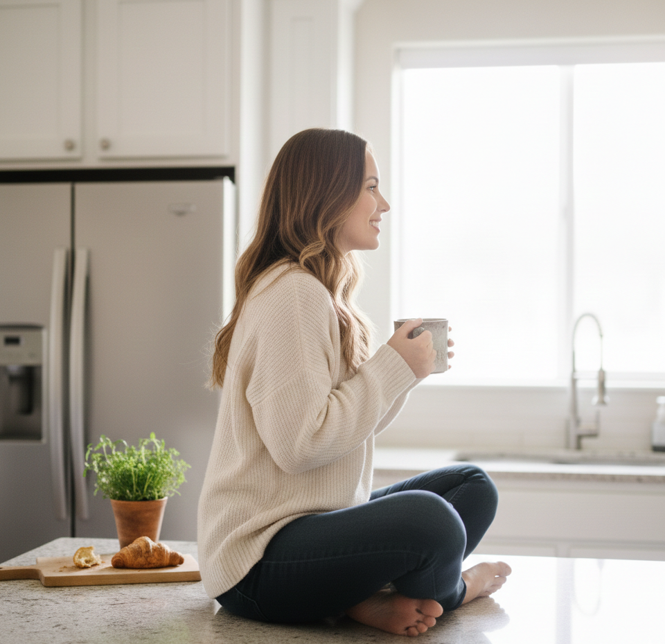 Kaffeetasse in einer gemütlichen Küche