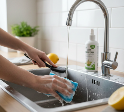 Küchenspüle mit fließendem Wasser