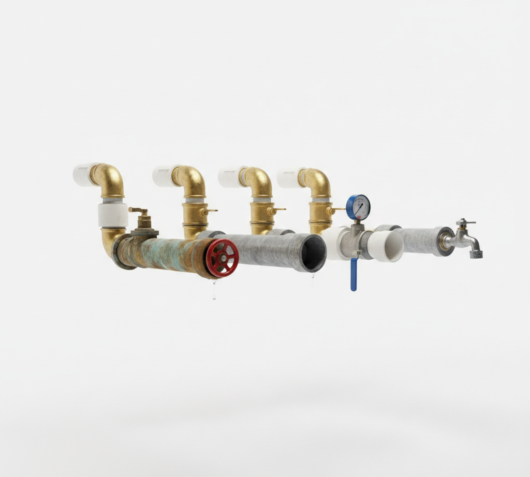 Industrieanlage mit Rohrleitungen und Kühlung